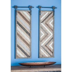New π Set of 2 Brown Wood Farmhouse Abstract Wall Decor, 16" x 39" by Ivory and Iris π 17 New π Set of 2 Brown Wood Farmhouse Abstract Wall Decor, 16" x 39" by Ivory and Iris π -Cheap Ivory and Iris Store D502531S 9