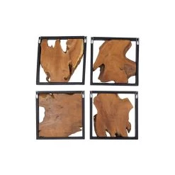 Coupon ⌛ Set of 4 Brown Teak Wood Rustic Abstract Wall Decor, 18" x 18" by Ivory and Iris 😉 -Cheap Ivory and Iris Store D502532S 6