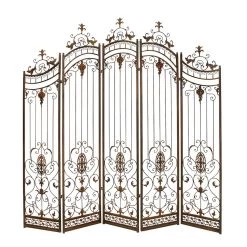 Cheapest ✨ Brown Metal Eclectic Room Divider Screen, 80 " x 80 " x 1 " by Ivory and Iris 🔥