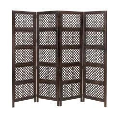 Hot Sale ❤️ Brown Mango Wood Traditional Room Divider Screen, 72" x 80" x 1" by Ivory and Iris 🥰