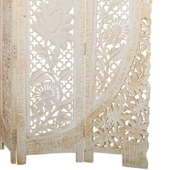 Outlet 💯 White Mango Wood Eclectic Room Divider Screen, 72 " x 60 " x 2 " by Ivory and Iris 😍 -Cheap Ivory and Iris Store D502609S 5