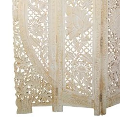 Outlet 💯 White Mango Wood Eclectic Room Divider Screen, 72 " x 60 " x 2 " by Ivory and Iris 😍 -Cheap Ivory and Iris Store D502609S 6