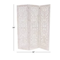 Best deal 😀 White Mango Wood Farmhouse Room Divider Screen, 69 " x 60 " x 1 " by Ivory and Iris 😉 -Cheap Ivory and Iris Store D502611S 6