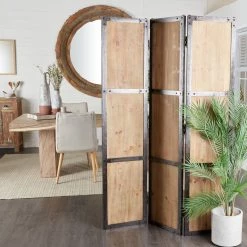Best Pirce 🤩 Brown Wood Farmhouse Room Divider Screen, 71" x 48" x 1" by Ivory and Iris 🎁 -Cheap Ivory and Iris Store D502613S 7