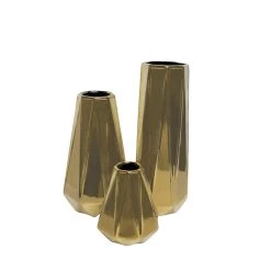 Best Pirce ❤️ Set of 3 Gold Stoneware Glam Vase, 7", 11", 15" by Ivory and Iris ✔️