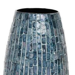 Buy 🥰 Blue Metal Coastal Vase, 19" x 8" x 8" by Ivory and Iris 💯 -Cheap Ivory and Iris Store D502650S 4