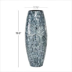 Buy 🥰 Blue Metal Coastal Vase, 19" x 8" x 8" by Ivory and Iris 💯 -Cheap Ivory and Iris Store D502650S 5