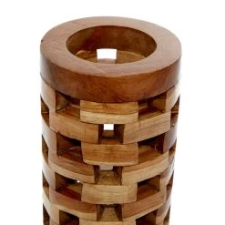 Flash Sale ⭐ Brown Teak Wood Contemporary Style Vase, 16" x 6" x 6" by Ivory and Iris ✨ -Cheap Ivory and Iris Store D502652S 3