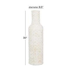 Best Pirce 🥰 White Metal Boho Style Vase 30" x 9" x 9" by Ivory and Iris 🎁 -Cheap Ivory and Iris Store D502662S 5