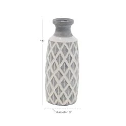 Deals ⭐ Coastal Gray And White Ceramic Jar Vase With Criss Cross Pattern, 16" x 6" x 6" by Ivory and Iris ✨ 10 Deals ⭐ Coastal Gray And White Ceramic Jar Vase With Criss Cross Pattern, 16" x 6" x 6" by Ivory and Iris ✨ -Cheap Ivory and Iris Store D502666S 5