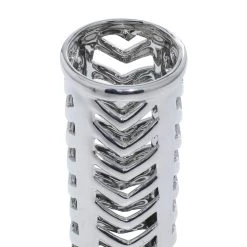 Best Pirce 🌟 Set of 2 Silver Stoneware Glam Vase, 4" x 11" by Ivory and Iris ✔️ -Cheap Ivory and Iris Store D502670S 6