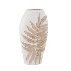 Discount ⌛ White Polystone Boho Style Vase, 18" x 10" x 6" by Ivory and Iris ❤️