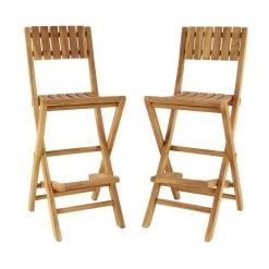 Best reviews of π Set of 2 Brown Teak Wood Traditional Outdoor Bar Stool, 18" x 45" by Ivory and Iris π€©