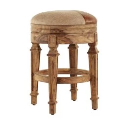 Coupon 🛒 Brown Wood and Fabric Rustic Counter Stool, 26" x 18" x 18" by Ivory and Iris 😍 -Cheap Ivory and Iris Store D503731S 3