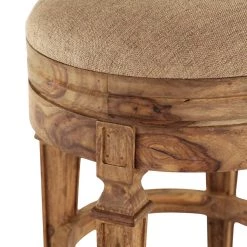 Coupon 🛒 Brown Wood and Fabric Rustic Counter Stool, 26" x 18" x 18" by Ivory and Iris 😍 -Cheap Ivory and Iris Store D503731S 4
