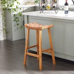Best Sale ⭐ Brown Wood Rustic Bar Stool 30" x 18" x 11" by Ivory and Iris 🔔 -Cheap Ivory and Iris Store D503732S 9