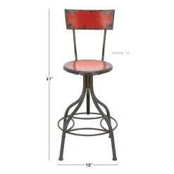Top 10 😀 Grey Iron and Metal Vintage Bar Chair, 41" x 18" x 18" by Ivory and Iris 🧨 -Cheap Ivory and Iris Store D503735S 4