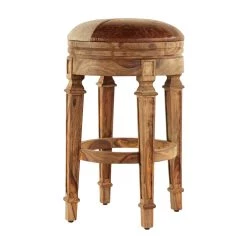Best reviews of 🤩 Brown Wood and Fabric Rustic Bar Stool, 29" x 18" x 18" by Ivory and Iris ⌛