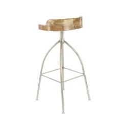 Cheapest ❤️ Brown Iron and Wood Contemporary Bar Stool, 33" x 16" x 12" by Ivory and Iris ⭐ -Cheap Ivory and Iris Store D503741S 3