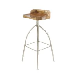 Cheapest ❤️ Brown Iron and Wood Contemporary Bar Stool, 33" x 16" x 12" by Ivory and Iris ⭐ -Cheap Ivory and Iris Store D503741S 5