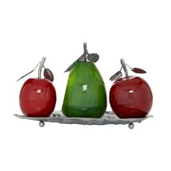 Hot Sale ✔️ Multi Iron Traditional Decorative Fruit with Tray, 11" x 18" x 10" by Ivory and Iris 👍 -Cheap Ivory and Iris Store D503763S 6
