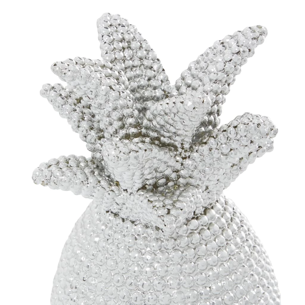 Best Pirce ✨ Silver Polystone Glam Pineapple Sculpture, 12" x 6" x 6" by Ivory and Iris 🧨 3 Best Pirce ✨ Silver Polystone Glam Pineapple Sculpture, 12" x 6" x 6" by Ivory and Iris 🧨 - Image 3