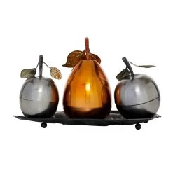 Flash Sale ⌛ Multi Iron Traditional Decorative Fruit with Tray, 11" x 22" x 14" by Ivory and Iris ⌛ -Cheap Ivory and Iris Store D503769S 6