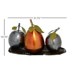 Flash Sale ⌛ Multi Iron Traditional Decorative Fruit with Tray, 11" x 22" x 14" by Ivory and Iris ⌛ -Cheap Ivory and Iris Store D503769S 7