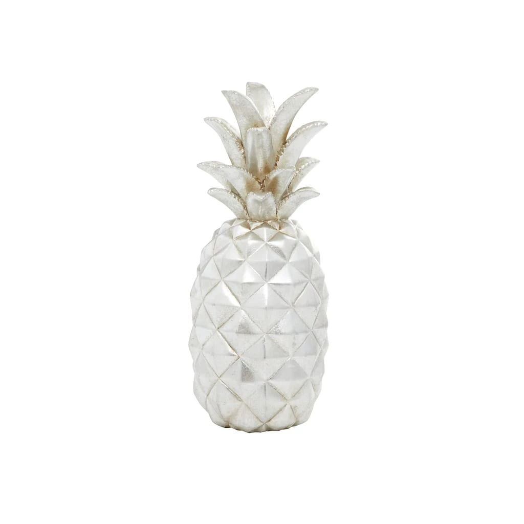 Budget ⌛ Silver Polystone Traditional Decorative Pineapple, 14" x 6" x 6" by Ivory and Iris ✔️ 1 Budget ⌛ Silver Polystone Traditional Decorative Pineapple, 14" x 6" x 6" by Ivory and Iris ✔️