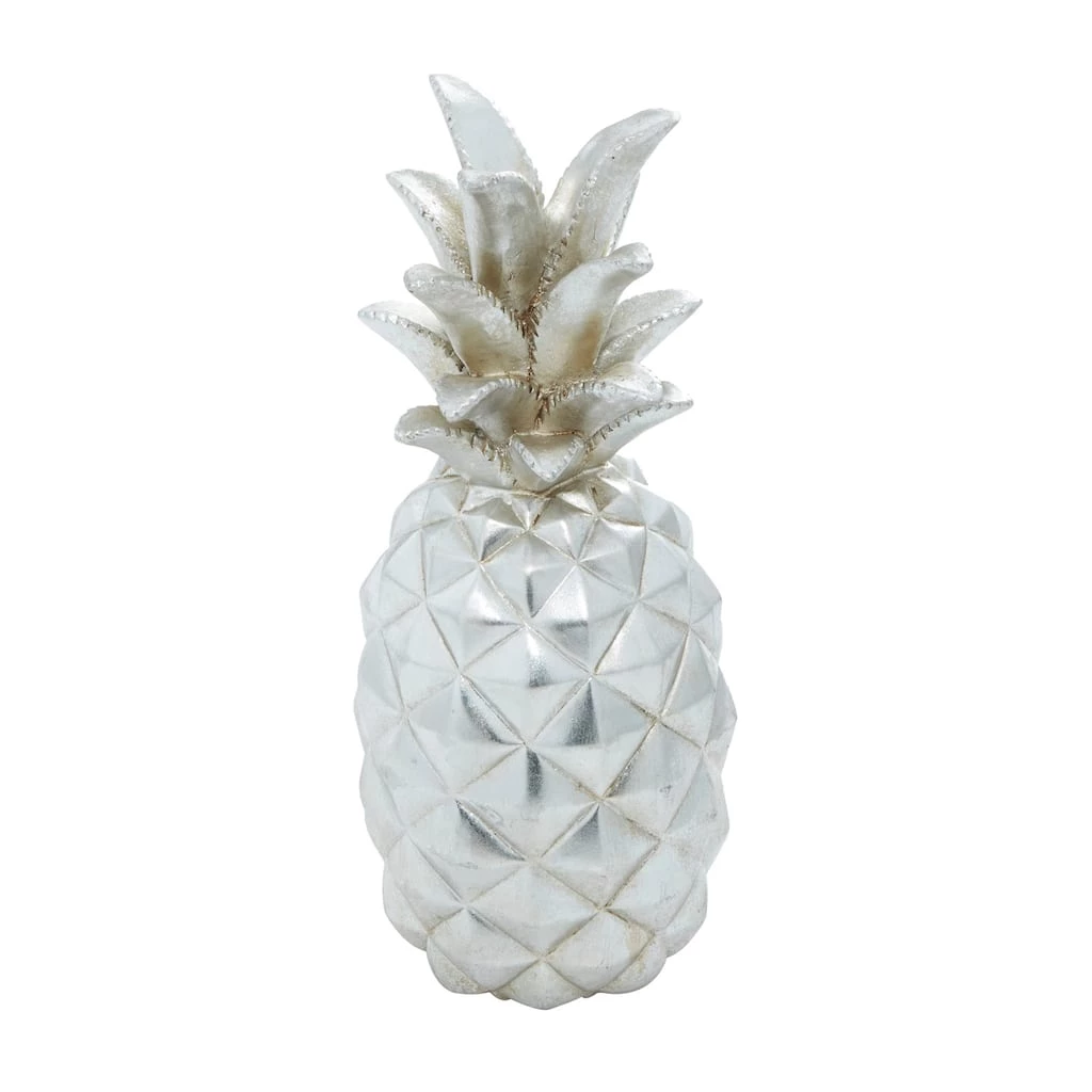 Budget ⌛ Silver Polystone Traditional Decorative Pineapple, 14" x 6" x 6" by Ivory and Iris ✔️ 2 Budget ⌛ Silver Polystone Traditional Decorative Pineapple, 14" x 6" x 6" by Ivory and Iris ✔️ - Image 2