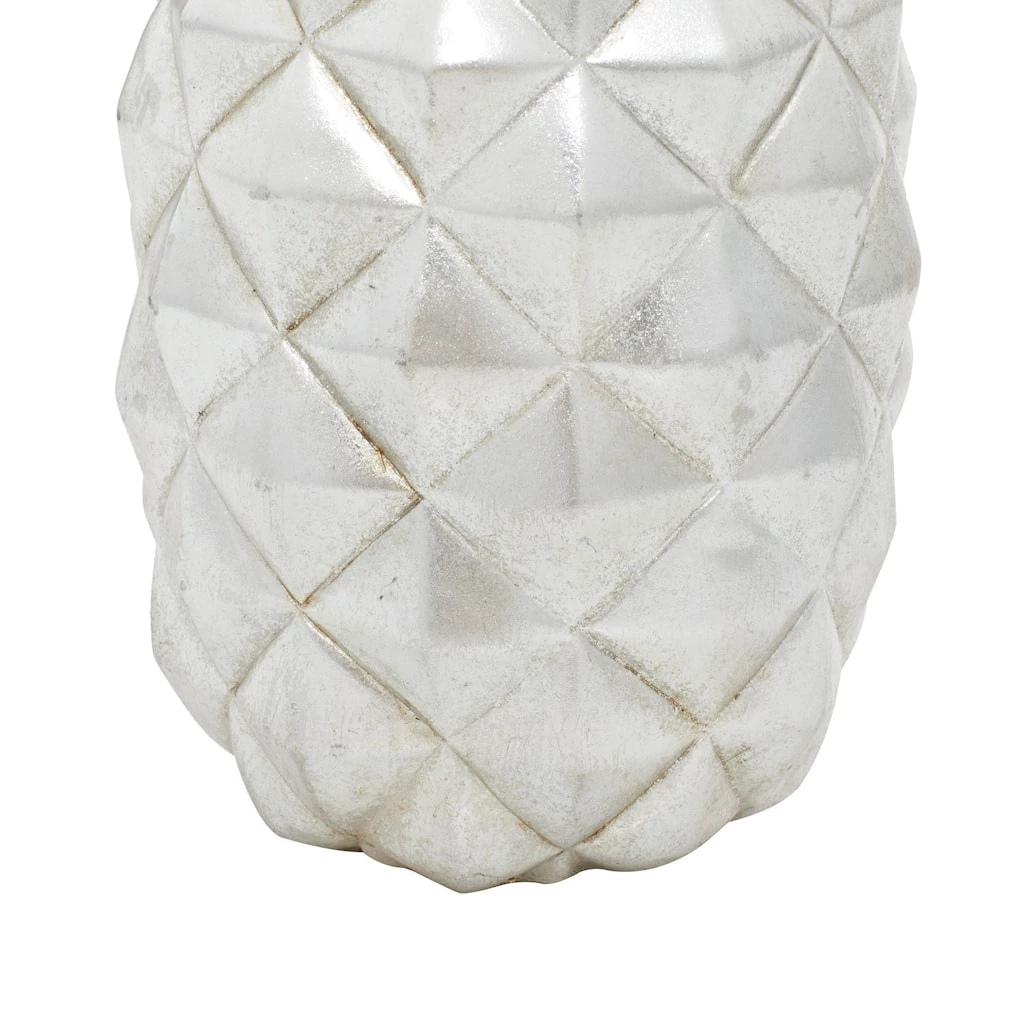 Budget ⌛ Silver Polystone Traditional Decorative Pineapple, 14" x 6" x 6" by Ivory and Iris ✔️ 4 Budget ⌛ Silver Polystone Traditional Decorative Pineapple, 14" x 6" x 6" by Ivory and Iris ✔️ - Image 4