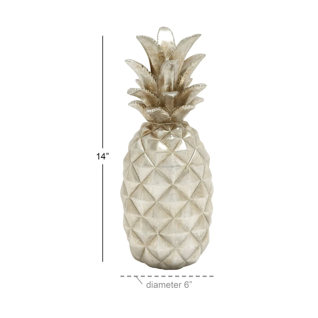 Budget ⌛ Silver Polystone Traditional Decorative Pineapple, 14" x 6" x 6" by Ivory and Iris ✔️ 8 Budget ⌛ Silver Polystone Traditional Decorative Pineapple, 14" x 6" x 6" by Ivory and Iris ✔️ - Image 8