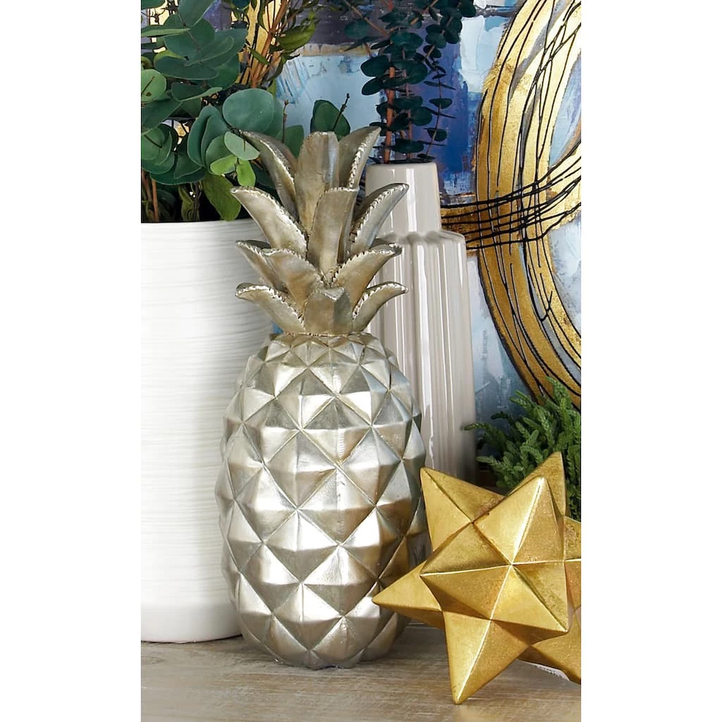 Budget ⌛ Silver Polystone Traditional Decorative Pineapple, 14" x 6" x 6" by Ivory and Iris ✔️ 9 Budget ⌛ Silver Polystone Traditional Decorative Pineapple, 14" x 6" x 6" by Ivory and Iris ✔️ - Image 9