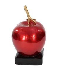 Best Pirce ✨ Red Polystone Glam Decorative Apple , 17" x 11" x 11" by Ivory and Iris 🥰 -Cheap Ivory and Iris Store D503779S 3