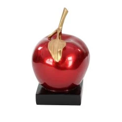 Best Pirce ✨ Red Polystone Glam Decorative Apple , 17" x 11" x 11" by Ivory and Iris 🥰 -Cheap Ivory and Iris Store D503779S 8