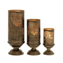 Coupon 🧨 Set of 3" Brown Metal Eclectic Lantern, 9", 13", 16" by Ivory and Iris 👍