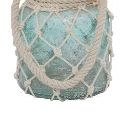 Promo 🤩 Aquamarine Glass Coastal Candle Holder Lantern, 15" x 7" x 7" by Ivory and Iris ✔️ -Cheap Ivory and Iris Store D503800S 5