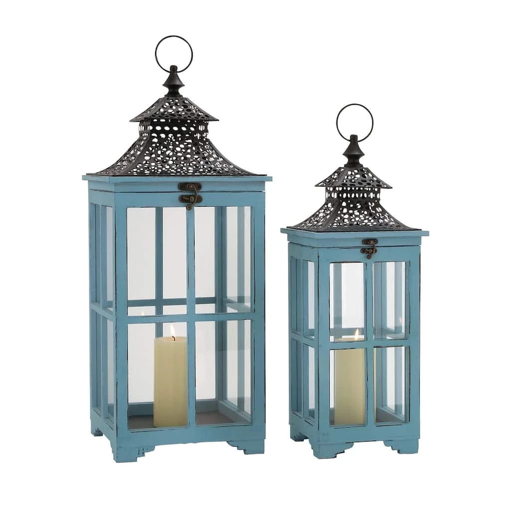 Cheapest π Set of 2" Turquoise Wood Coastal Lantern, 21", 26" by Ivory and Iris β 1 Cheapest π Set of 2" Turquoise Wood Coastal Lantern, 21", 26" by Ivory and Iris β