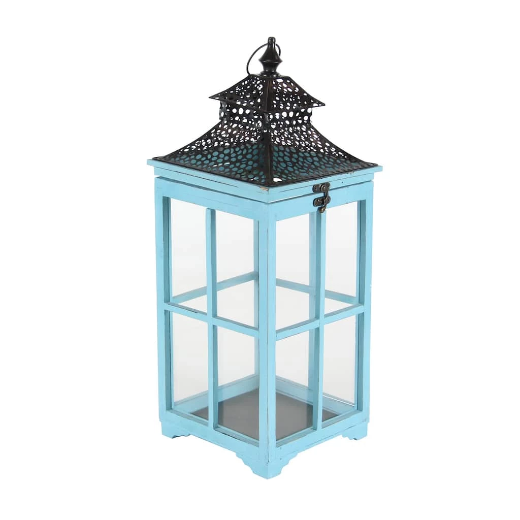 Cheapest π Set of 2" Turquoise Wood Coastal Lantern, 21", 26" by Ivory and Iris β 2 Cheapest π Set of 2" Turquoise Wood Coastal Lantern, 21", 26" by Ivory and Iris β - Image 2