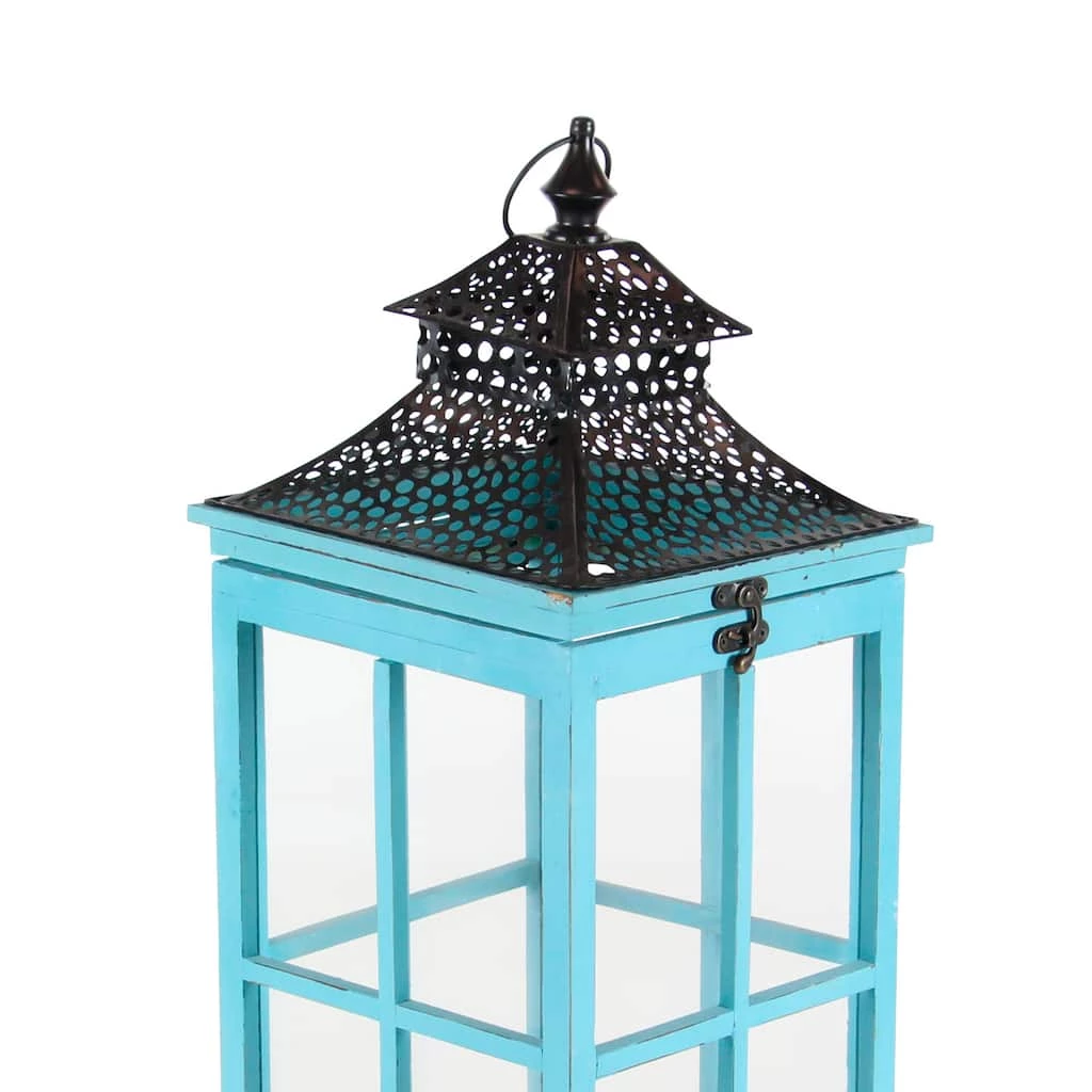 Cheapest π Set of 2" Turquoise Wood Coastal Lantern, 21", 26" by Ivory and Iris β 5 Cheapest π Set of 2" Turquoise Wood Coastal Lantern, 21", 26" by Ivory and Iris β - Image 5