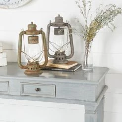 Best Sale 😉 Set of 2" Grey Metal Rustic Lantern, 9" x 23" by Ivory and Iris ⌛ -Cheap Ivory and Iris Store D503805S 10