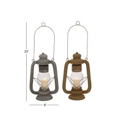 Best Sale 😉 Set of 2" Grey Metal Rustic Lantern, 9" x 23" by Ivory and Iris ⌛ -Cheap Ivory and Iris Store D503805S 7