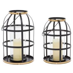 Wholesale 🛒 Set of 2" Black Metal Industrial Lantern , 14", 12" by Ivory and Iris 😉