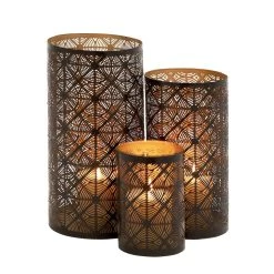 Hot Sale 😍 Set of 3" Brown Metal Eclectic Lantern, 12", 10", 6" by Ivory and Iris 👏