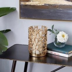 Budget 🛒 Gold Aluminum Coastal Candle Holder, 8" x 5" x 5" by Ivory and Iris 🤩 -Cheap Ivory and Iris Store D503814S 5