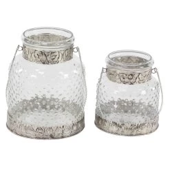 Top 10 🛒 Set of 2" Clear Glass Farmhouse Lantern, 7", 9" by Ivory and Iris ✨