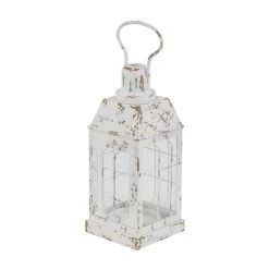 Cheap ✨ White Iron Vintage Candle Holder Lantern, 14" x 7" x 7" by Ivory and Iris 👏 -Cheap Ivory and Iris Store D503820S 4