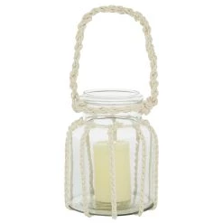 Brand new 💯 White Glass Coastal Lantern, 8" x 8" x 7" by Ivory and Iris 🔔