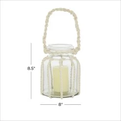 Brand new 💯 White Glass Coastal Lantern, 8" x 8" x 7" by Ivory and Iris 🔔 -Cheap Ivory and Iris Store D503826S 7