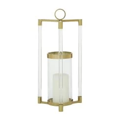 Top 10 👍 Gold Stainless Steel Contemporary Lantern, 23" x 11" x 11" by Ivory and Iris 🎁